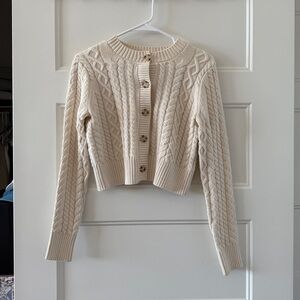 Reformation Cable Knit Cream Cardigan Sweater